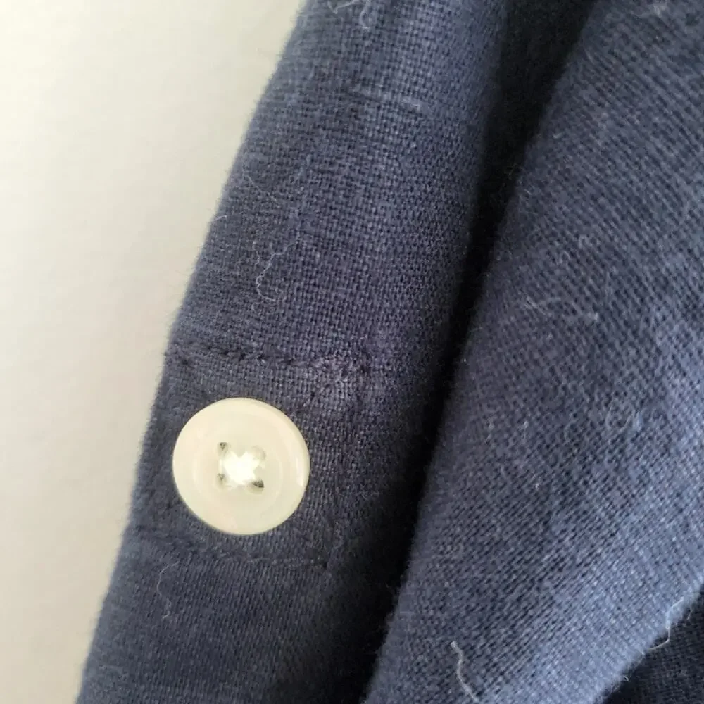 8 Gap linen indigo / navy button shirt